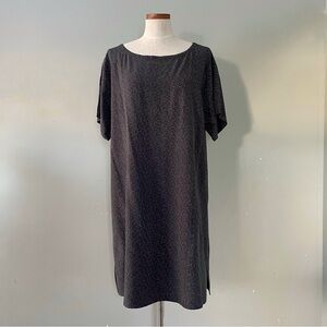 Eileen Fisher Morse Code Graphite gray Shift Dress Tencel blend Large